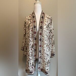 Max Studio | Ornate Botanical Kimono Cardigan in Alabaster Multi